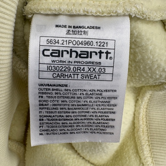 Carhartt WIP Carhartt Sweat Crewneck Embroidered Logo Pale Yellow Size L - Picture 5 of 14